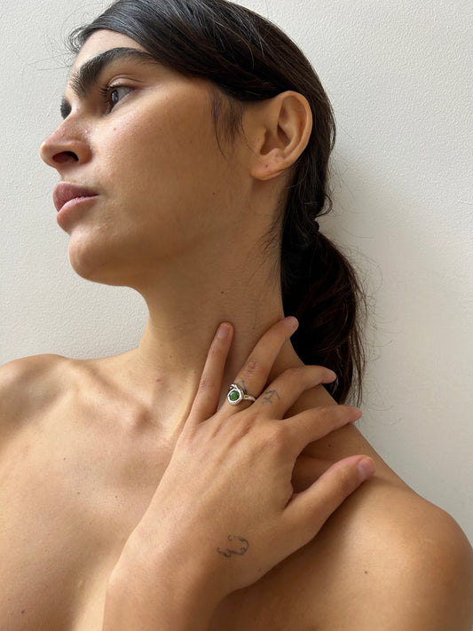 Cadence Ring, Silver & Jade Corali