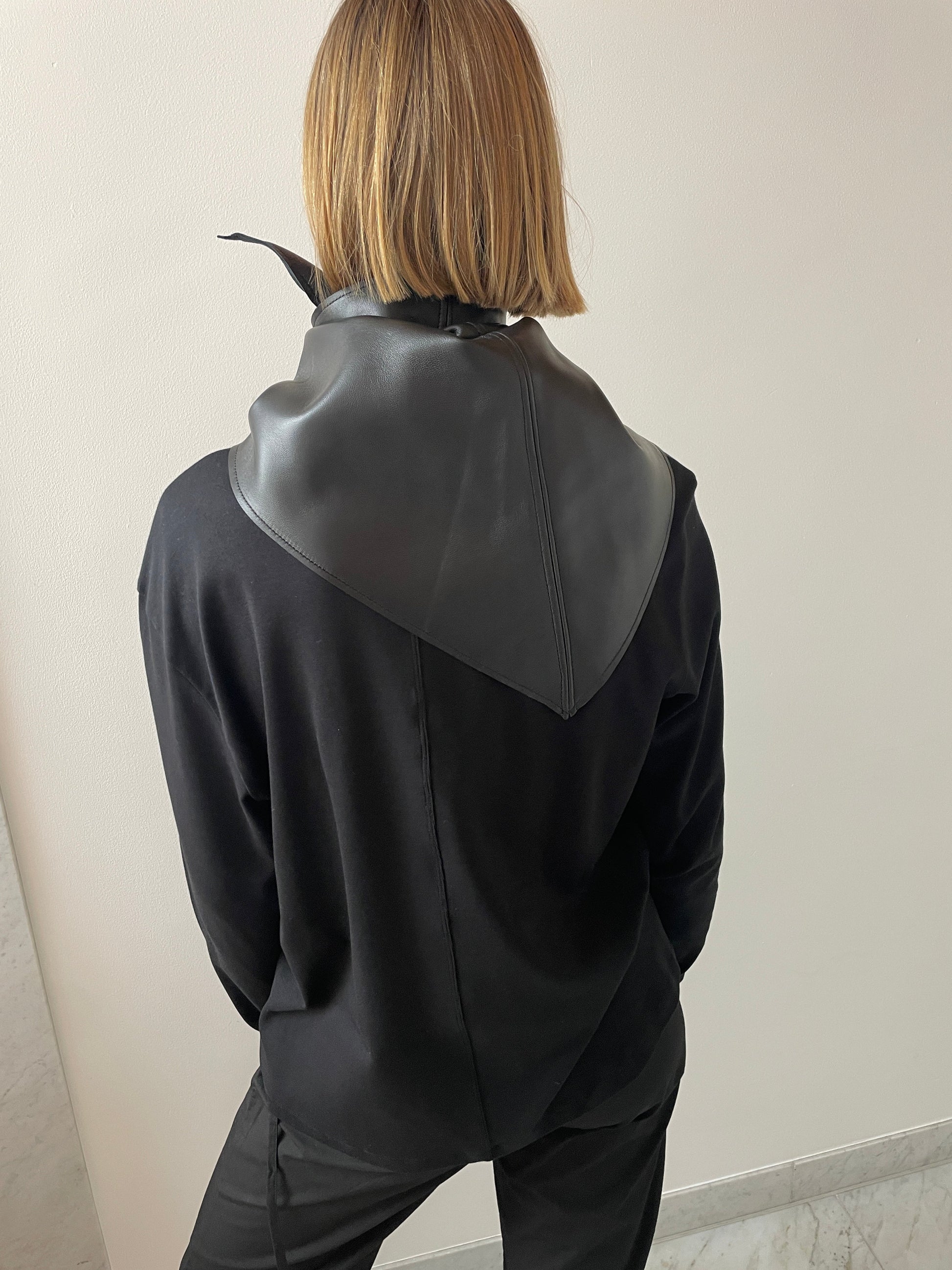 Leather Scarf Triangle, Black PIEN STUDIOS