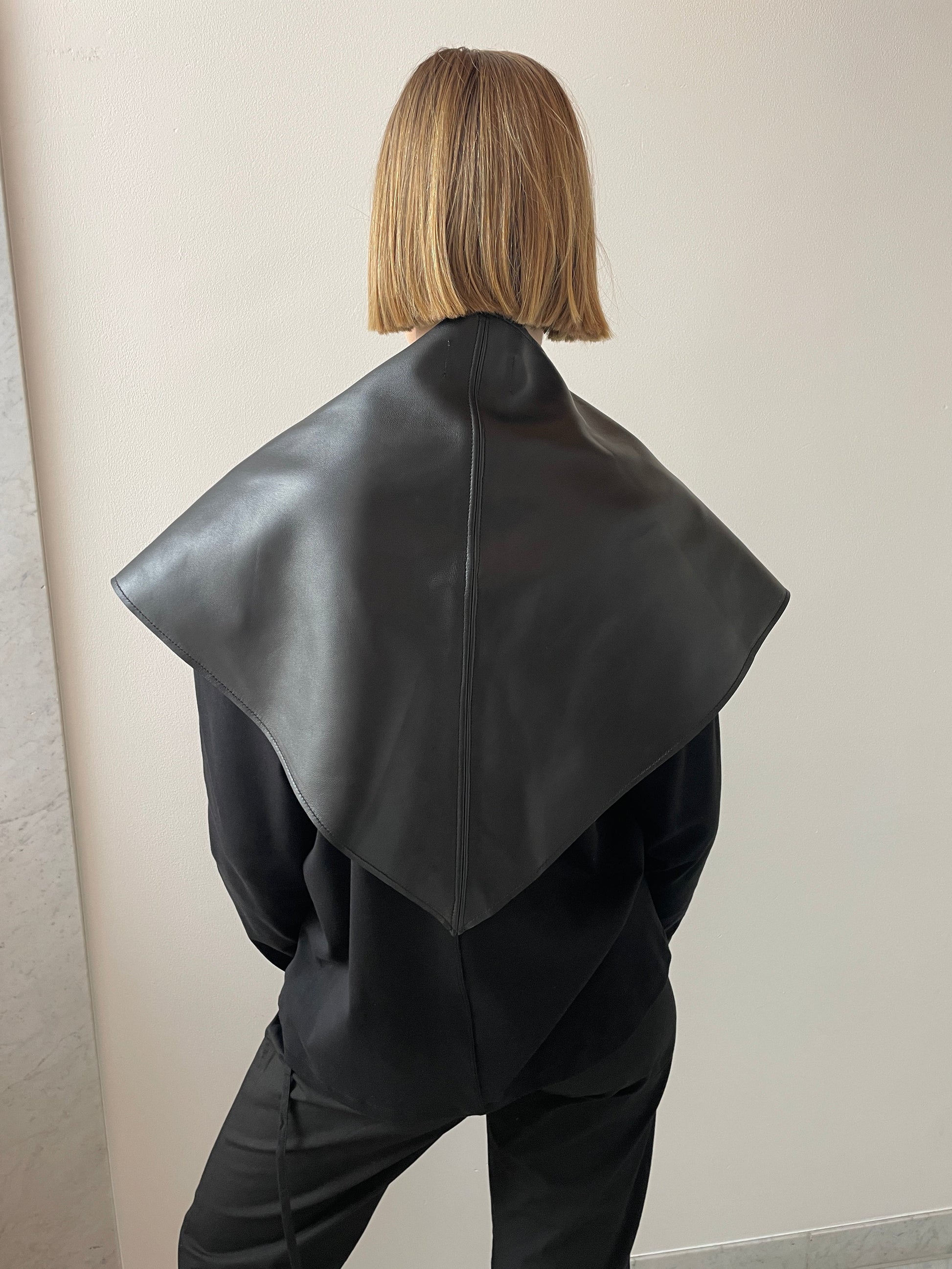 Leather Scarf Triangle, Black PIEN STUDIOS