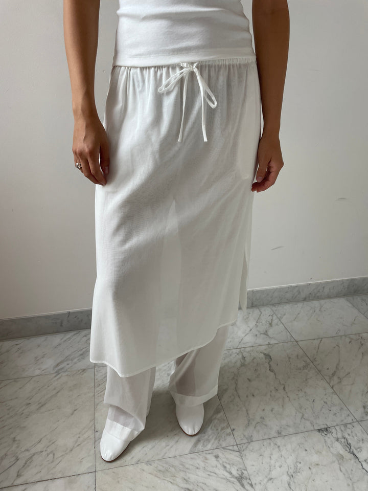 Sheer Layered Pants, White Amomento