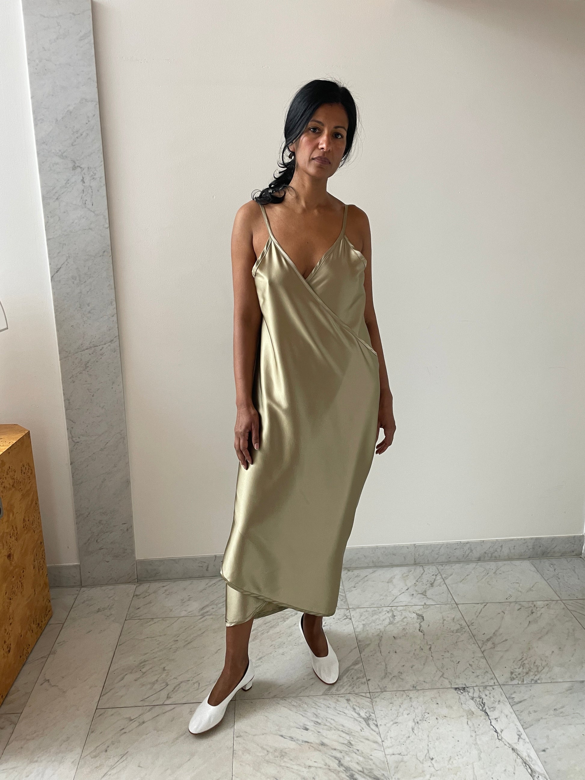 Satinext Dress, Khaki BLESS