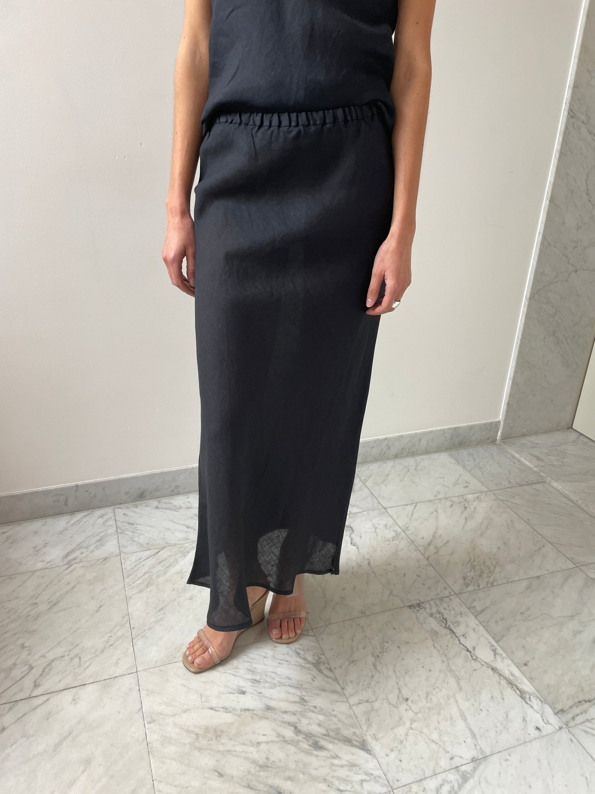 Dydine Linen Skirt, Black BASERANGE