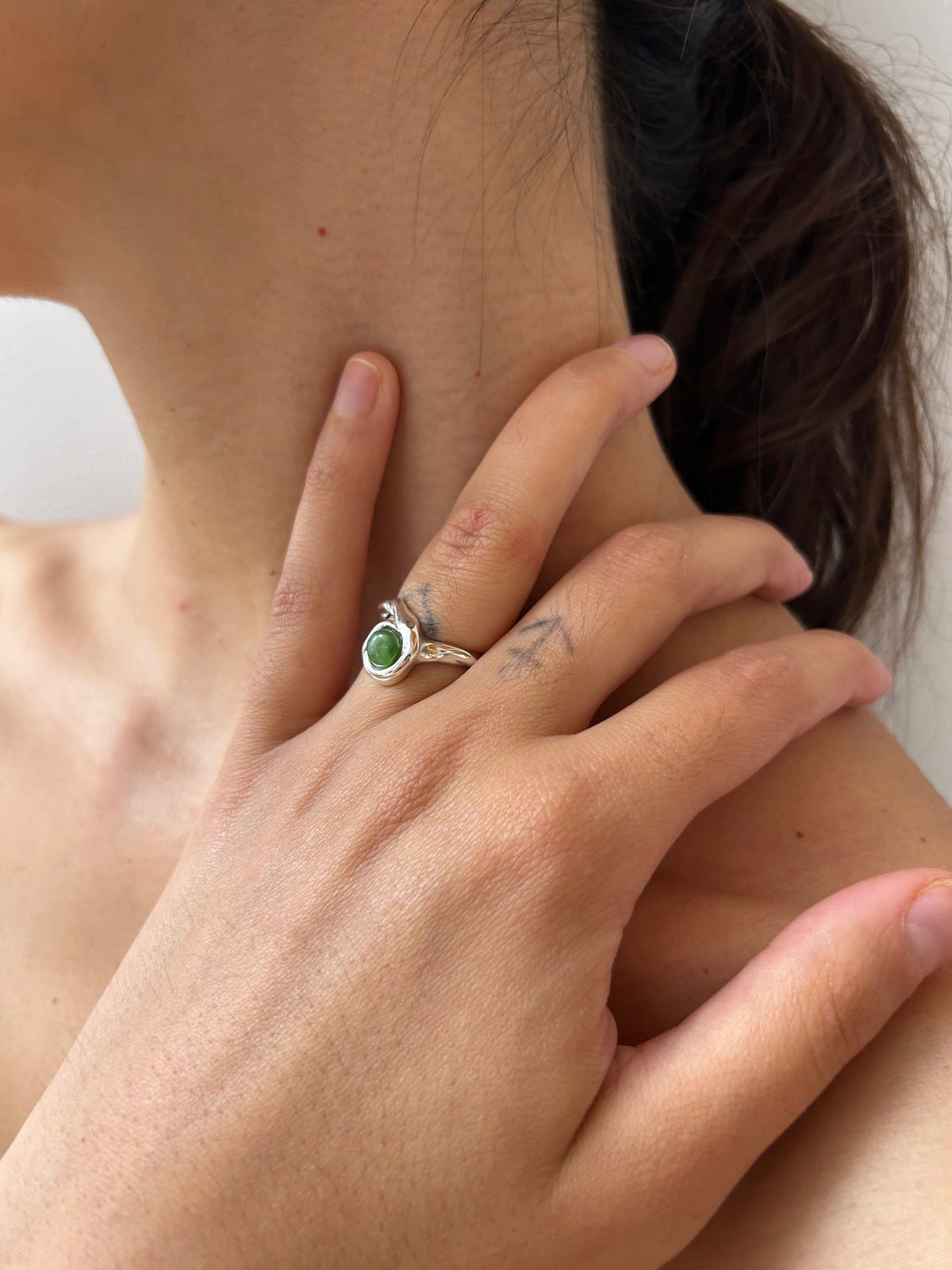 Corali Cadence Ring, Silver & Jade