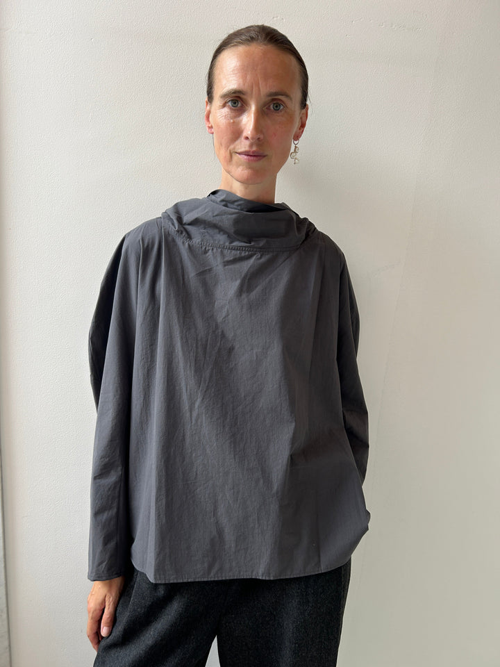 Cotton Scarf Top, Charcoal Amomento