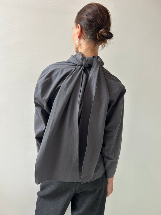 Cotton Scarf Top, Charcoal Amomento