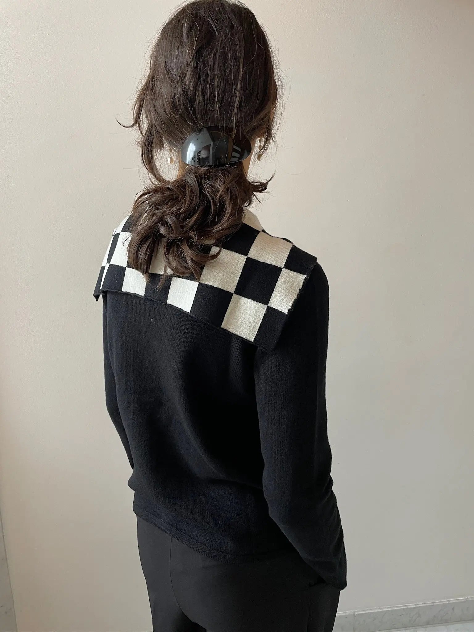 Romy Cardigan, Black / Check Leorosa