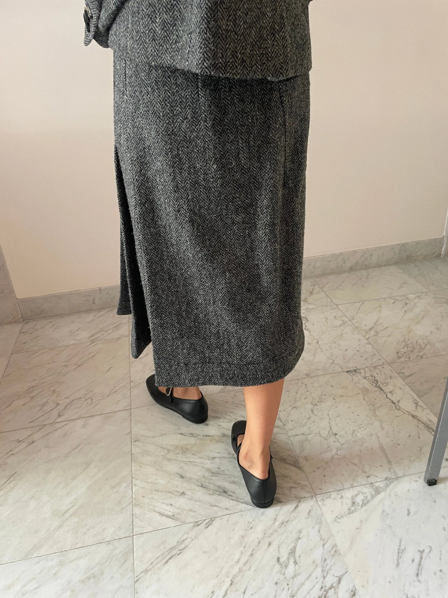 Nicoline Skirt, Grey Herringbone SAKS POTTS