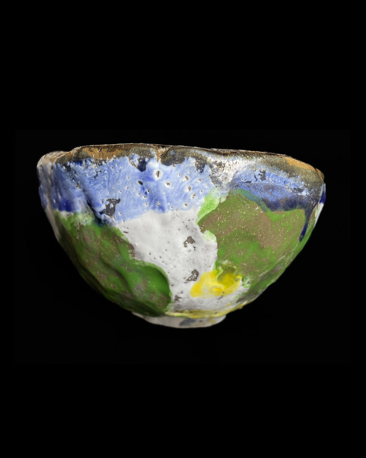 Tea Cup, yellow green blue / dark inside May Liok