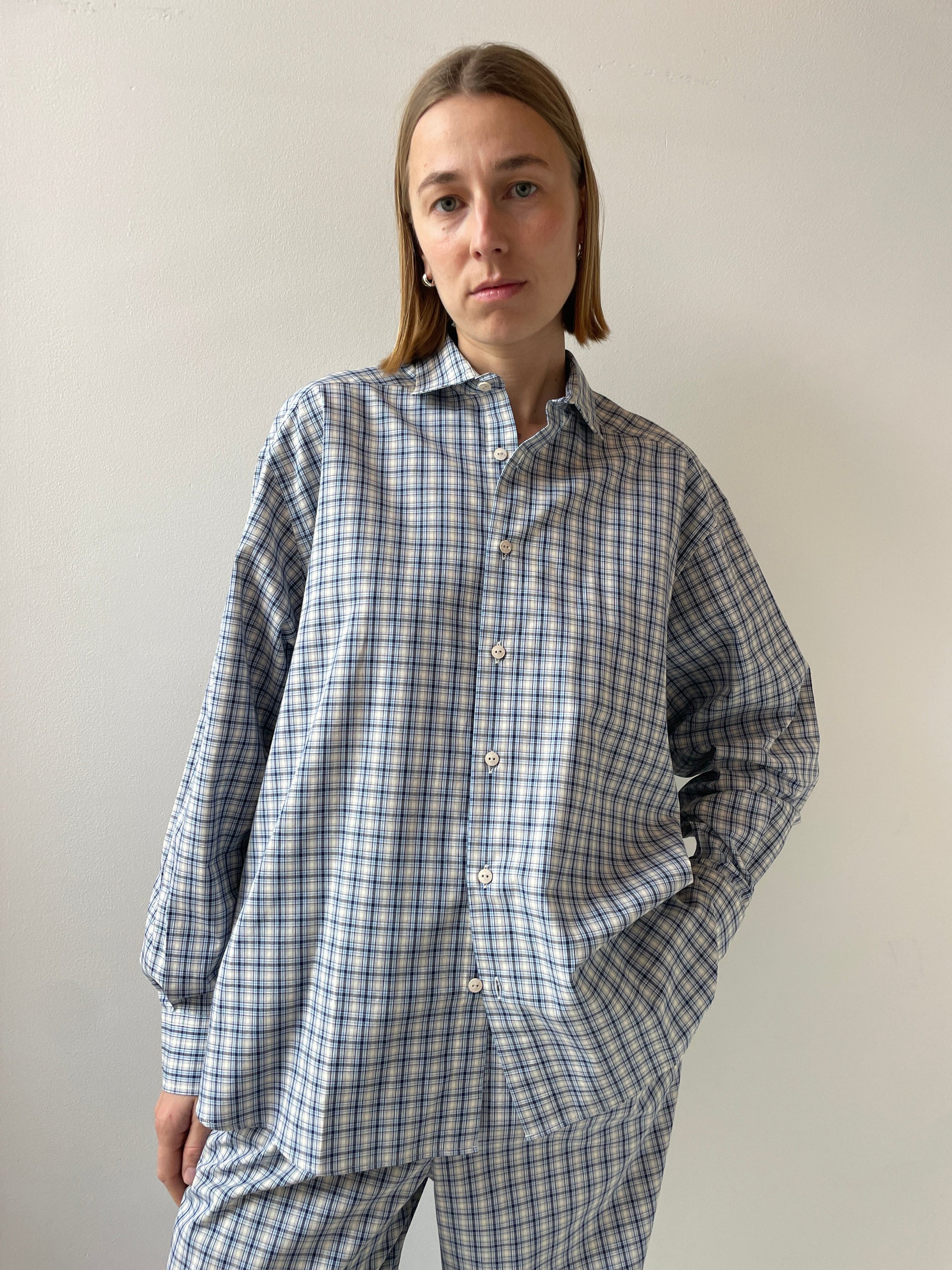 Claude Shirt, Blue Check BASERANGE