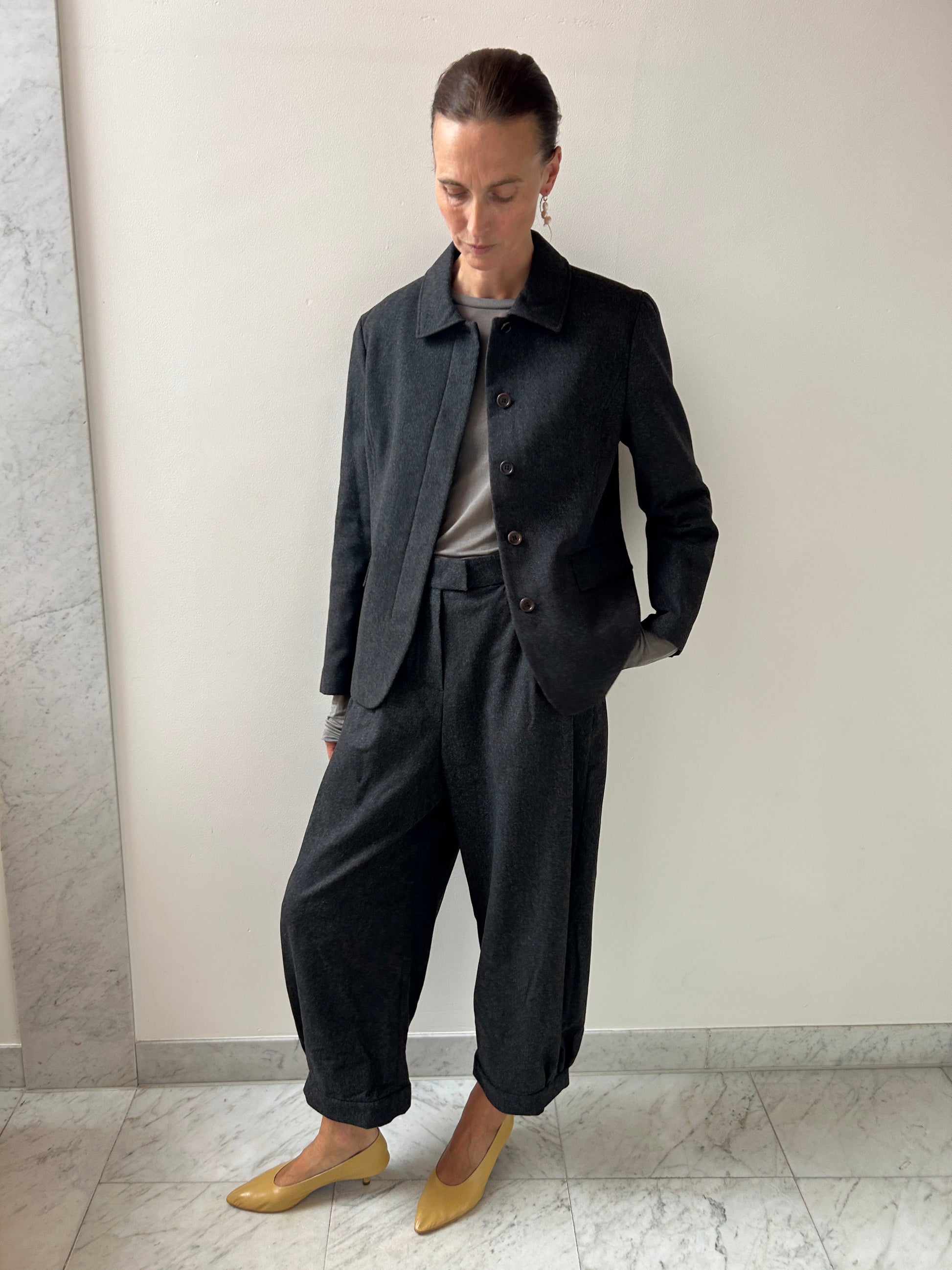 Padded Wool Jacket, Charcoal Amomento