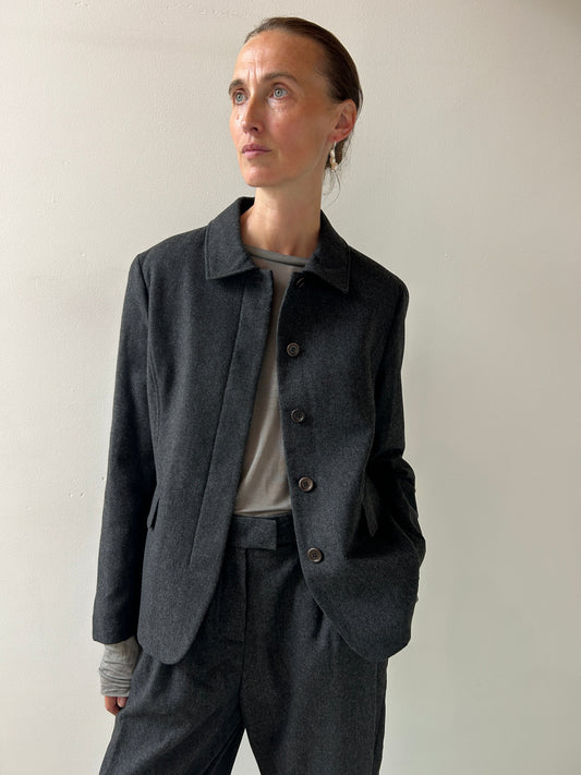 Padded Wool Jacket, Charcoal Amomento