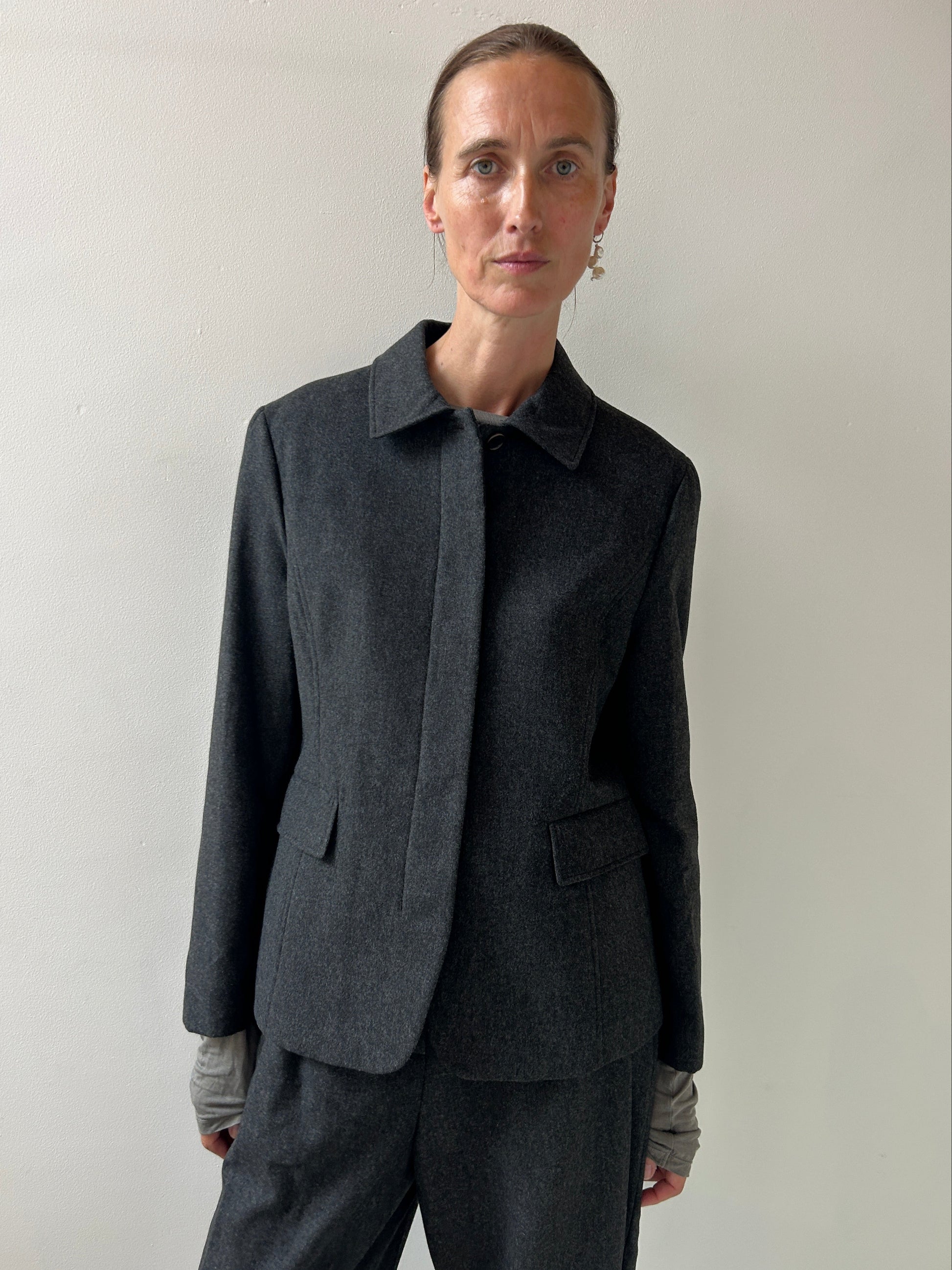 Padded Wool Jacket, Charcoal Amomento