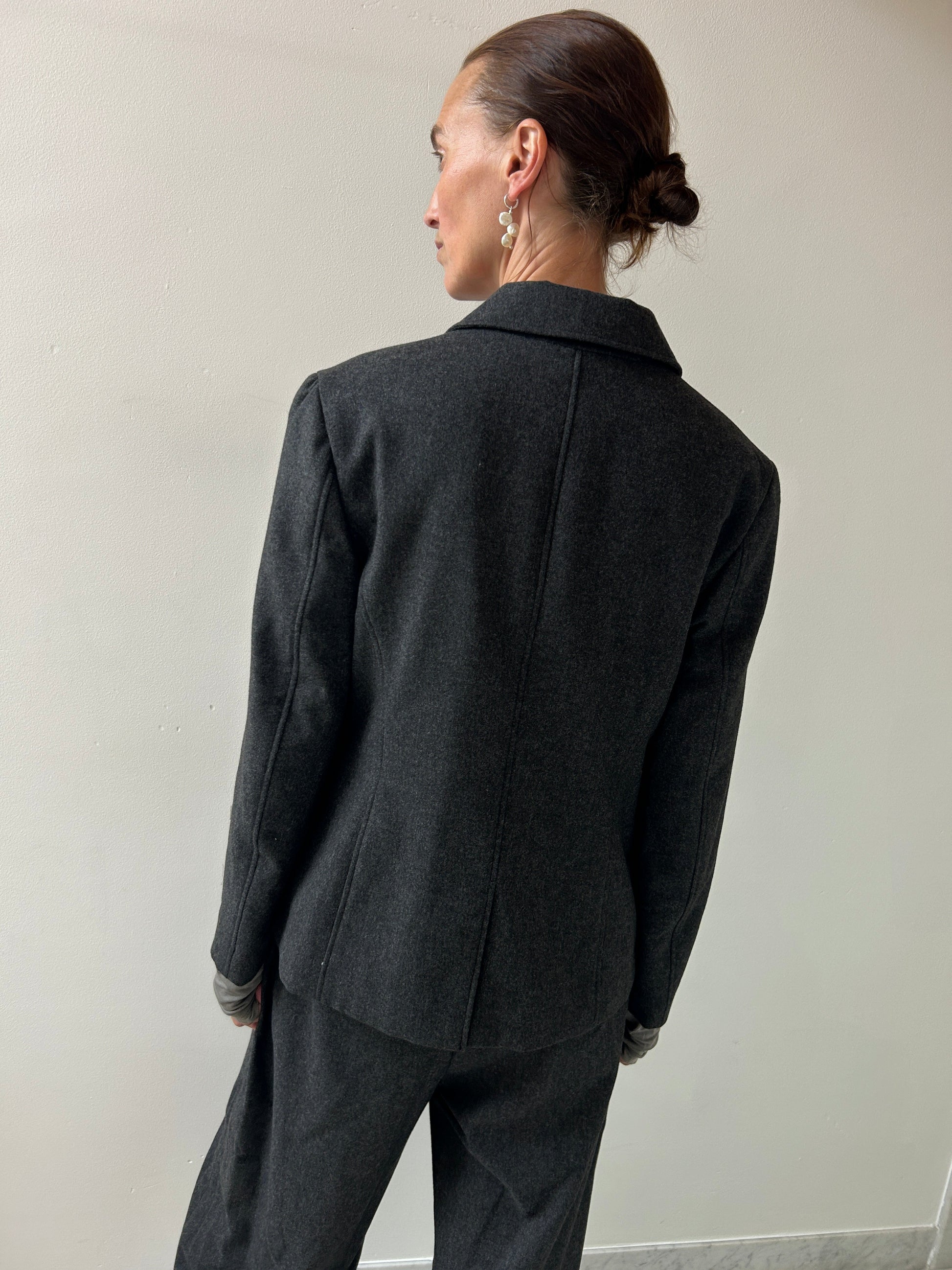 Padded Wool Jacket, Charcoal Amomento