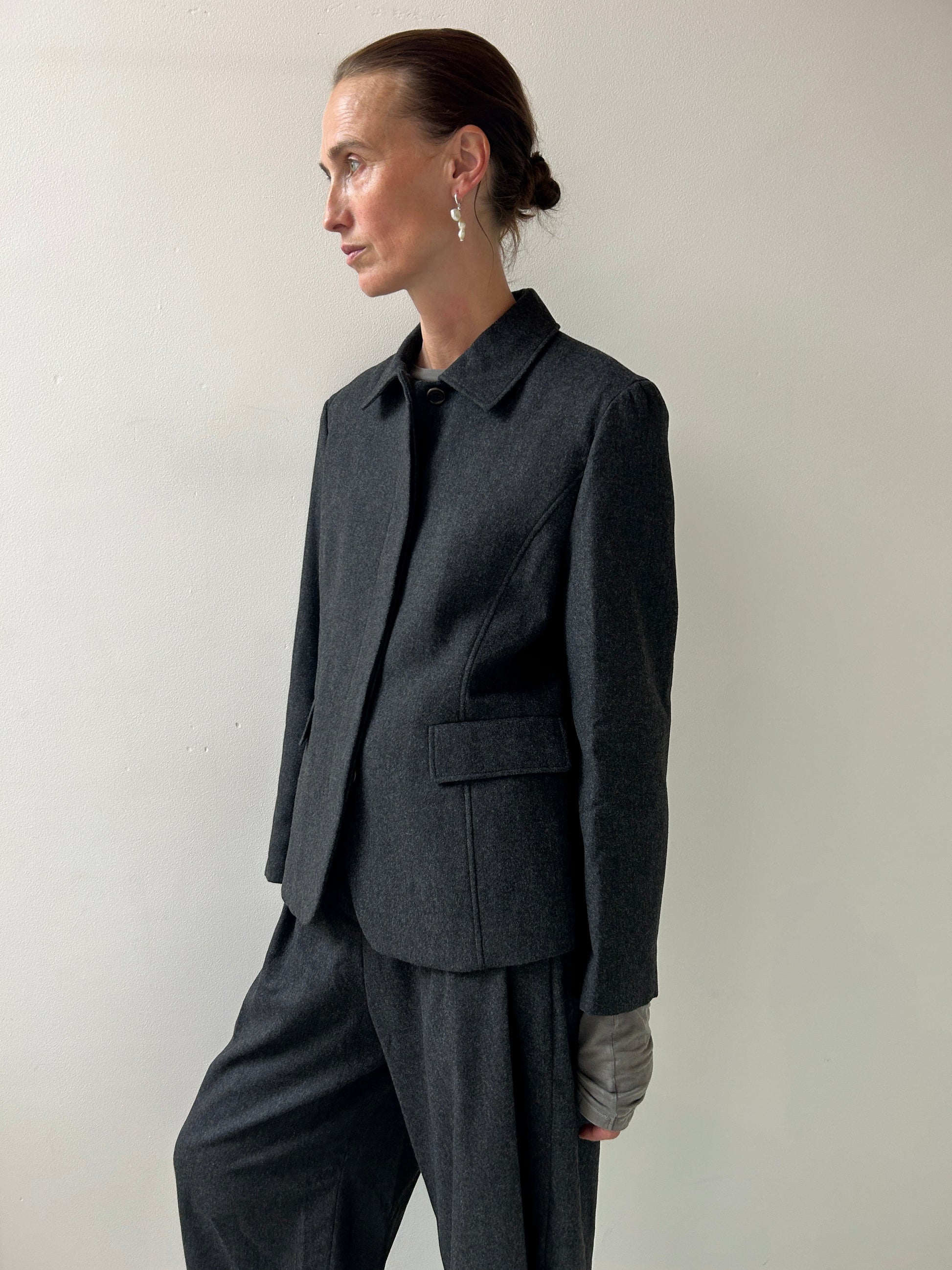 Padded Wool Jacket, Charcoal Amomento