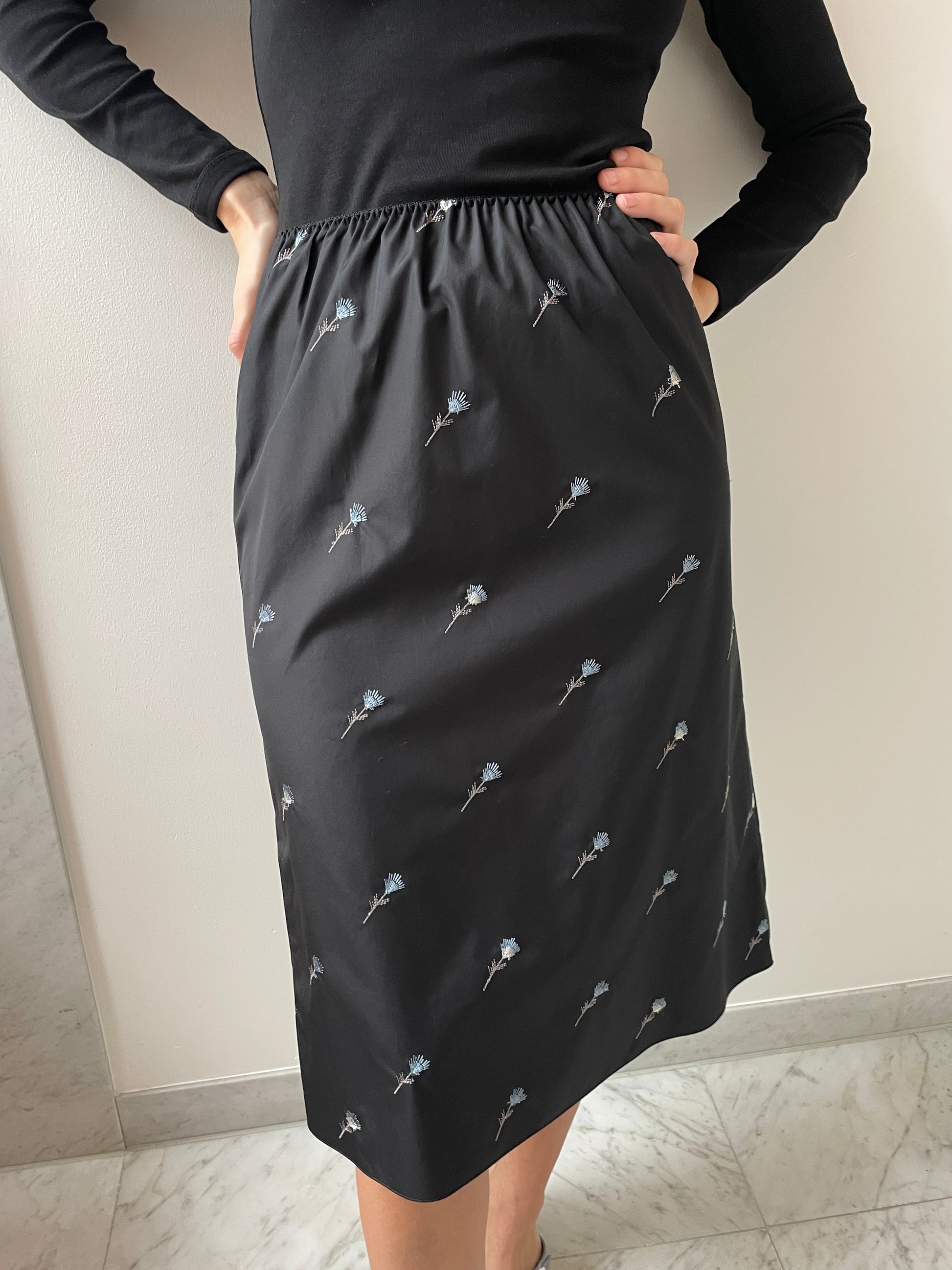 Skirt, Black Flowers RIER