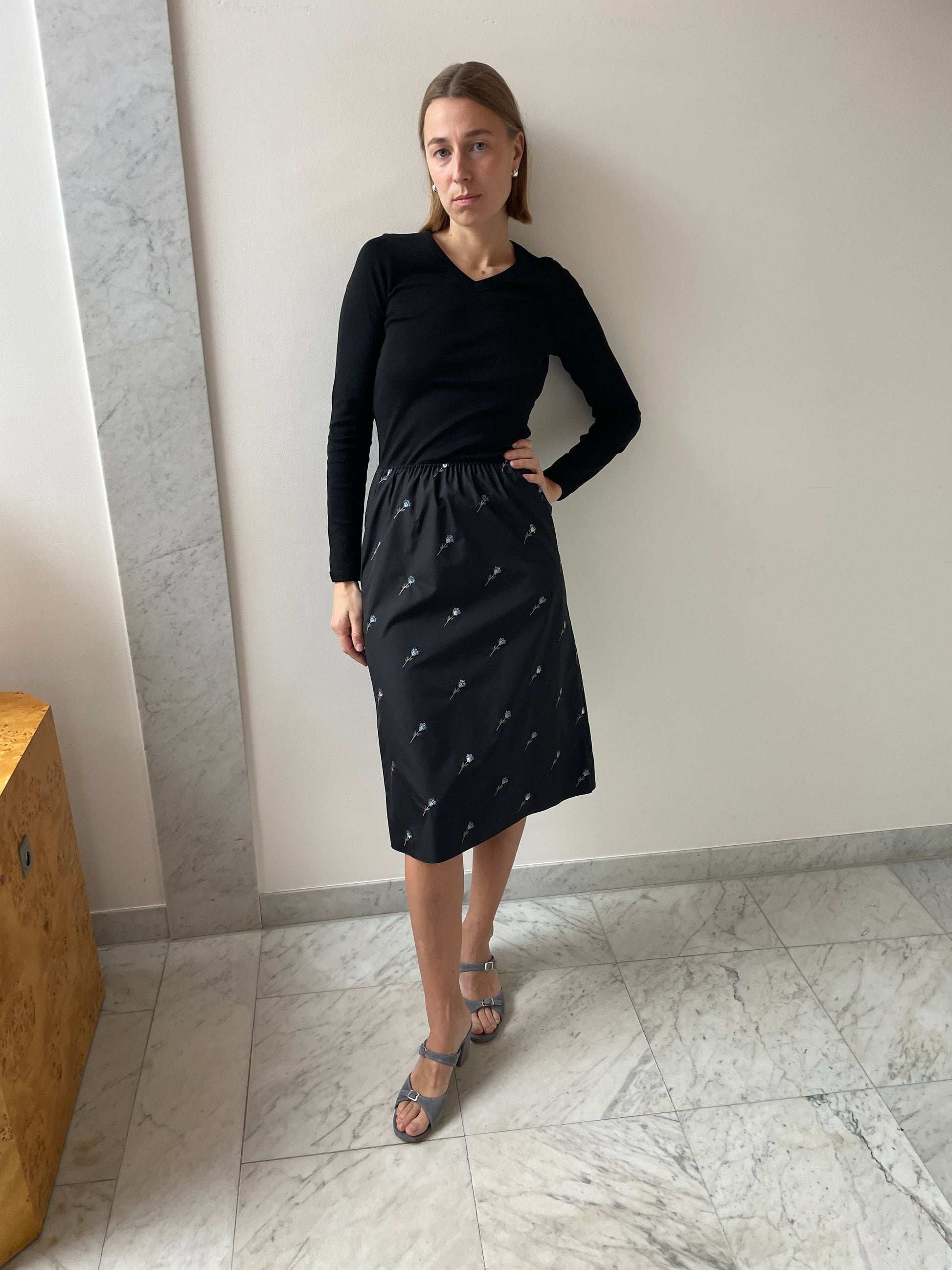 Skirt, Black Flowers RIER