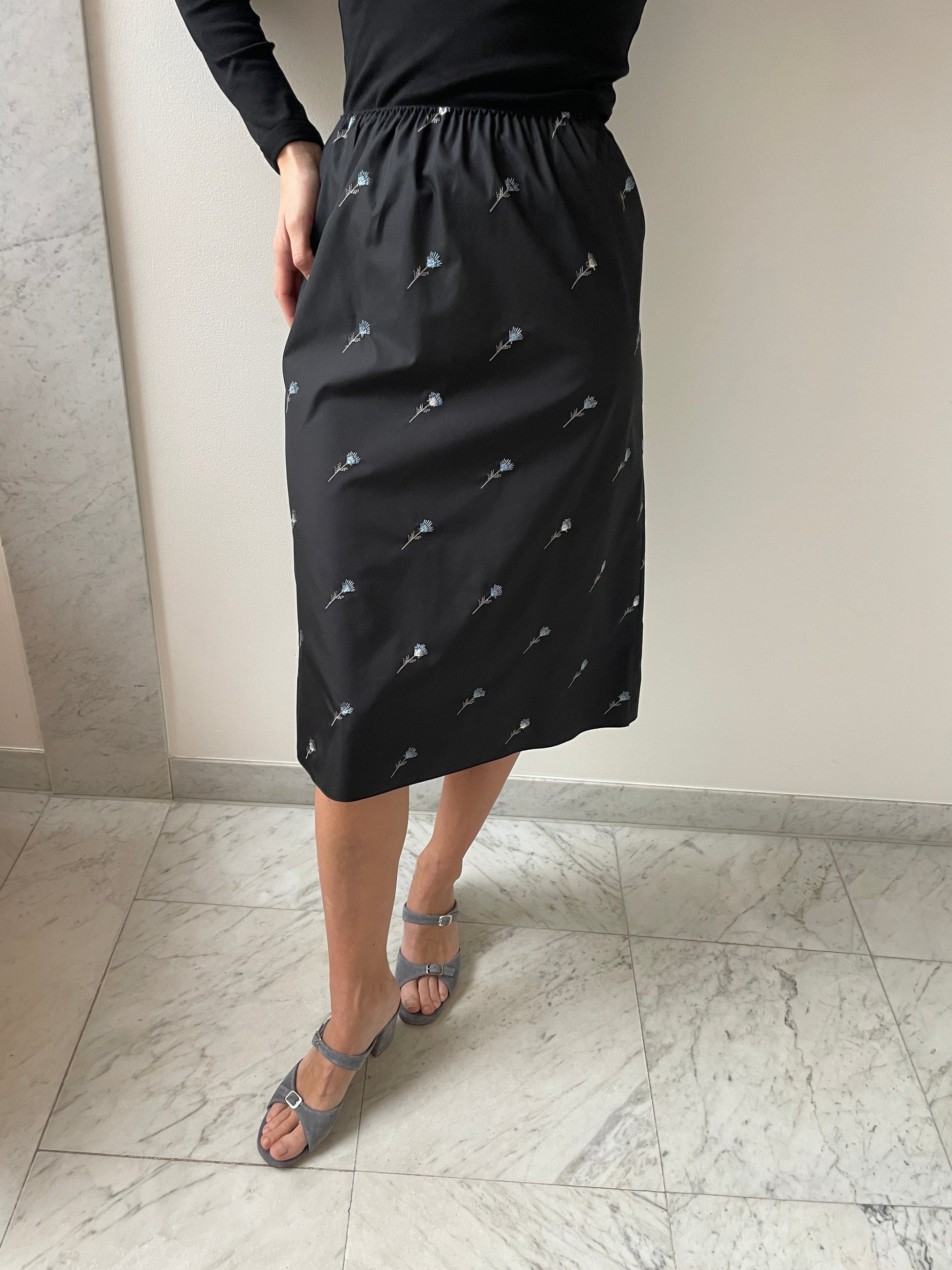 Skirt, Black Flowers RIER