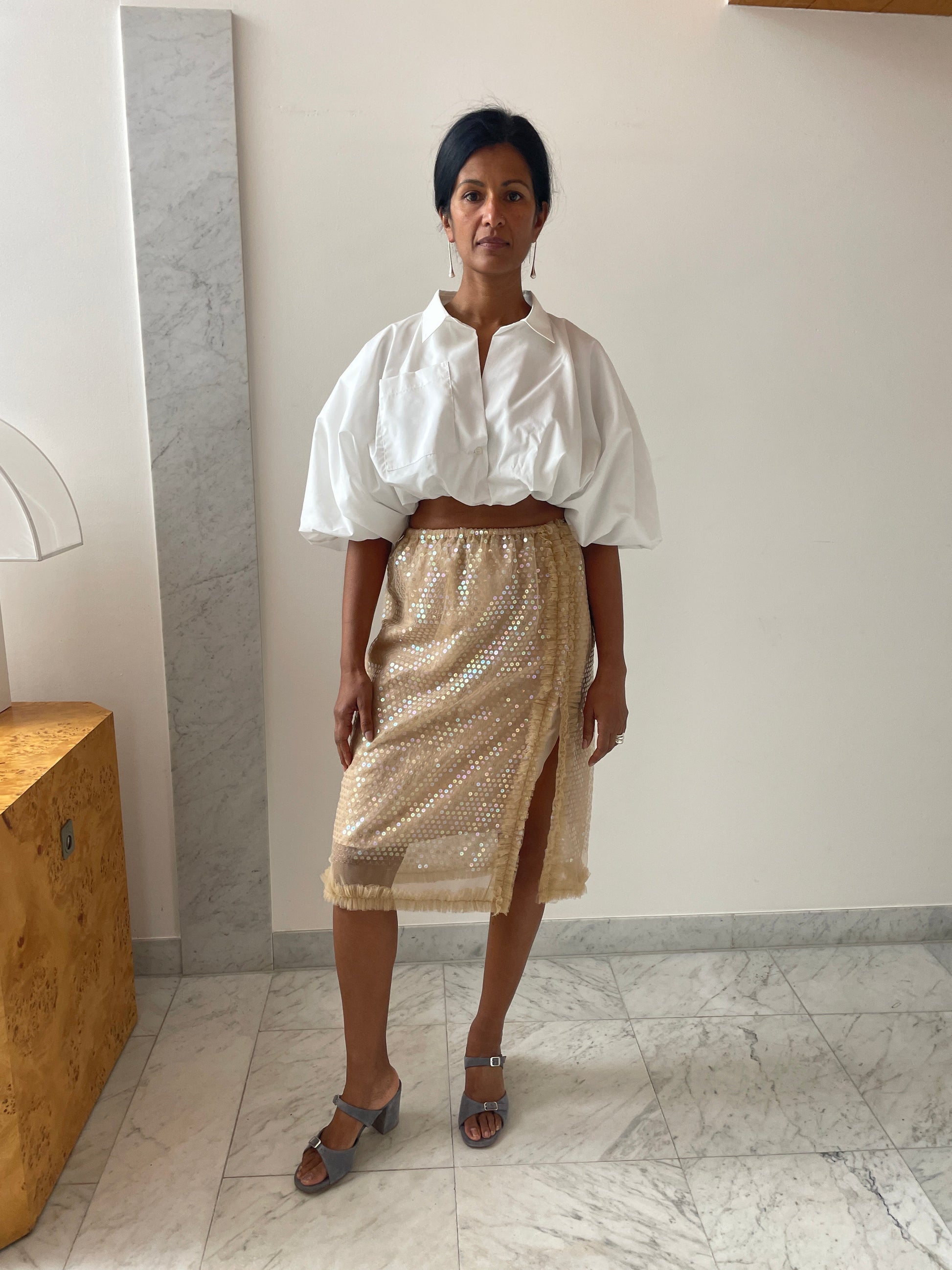 Tati Sequin Skirt, Beige Renaissance Renaissance