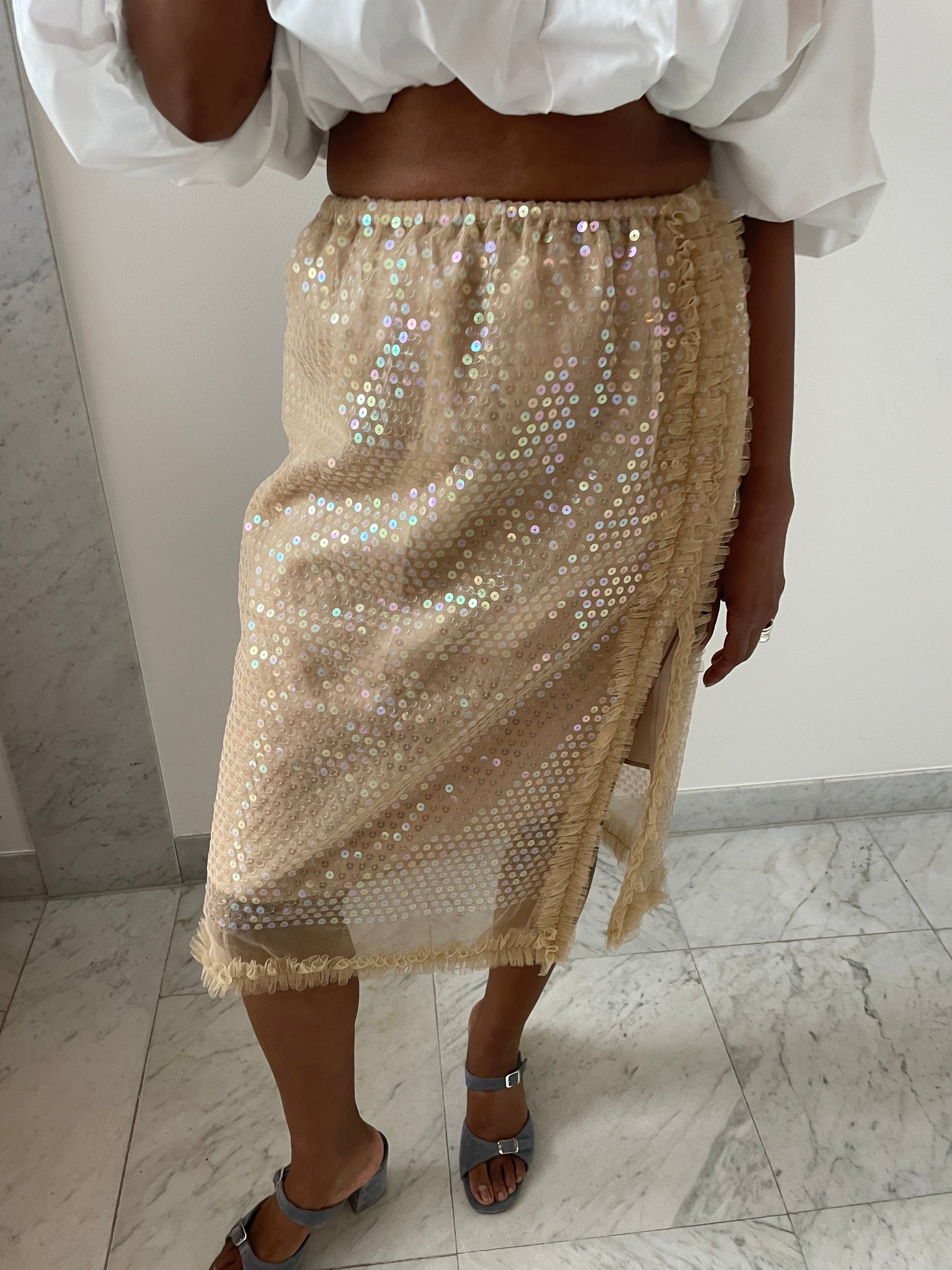 Tati Sequin Skirt, Beige Renaissance Renaissance