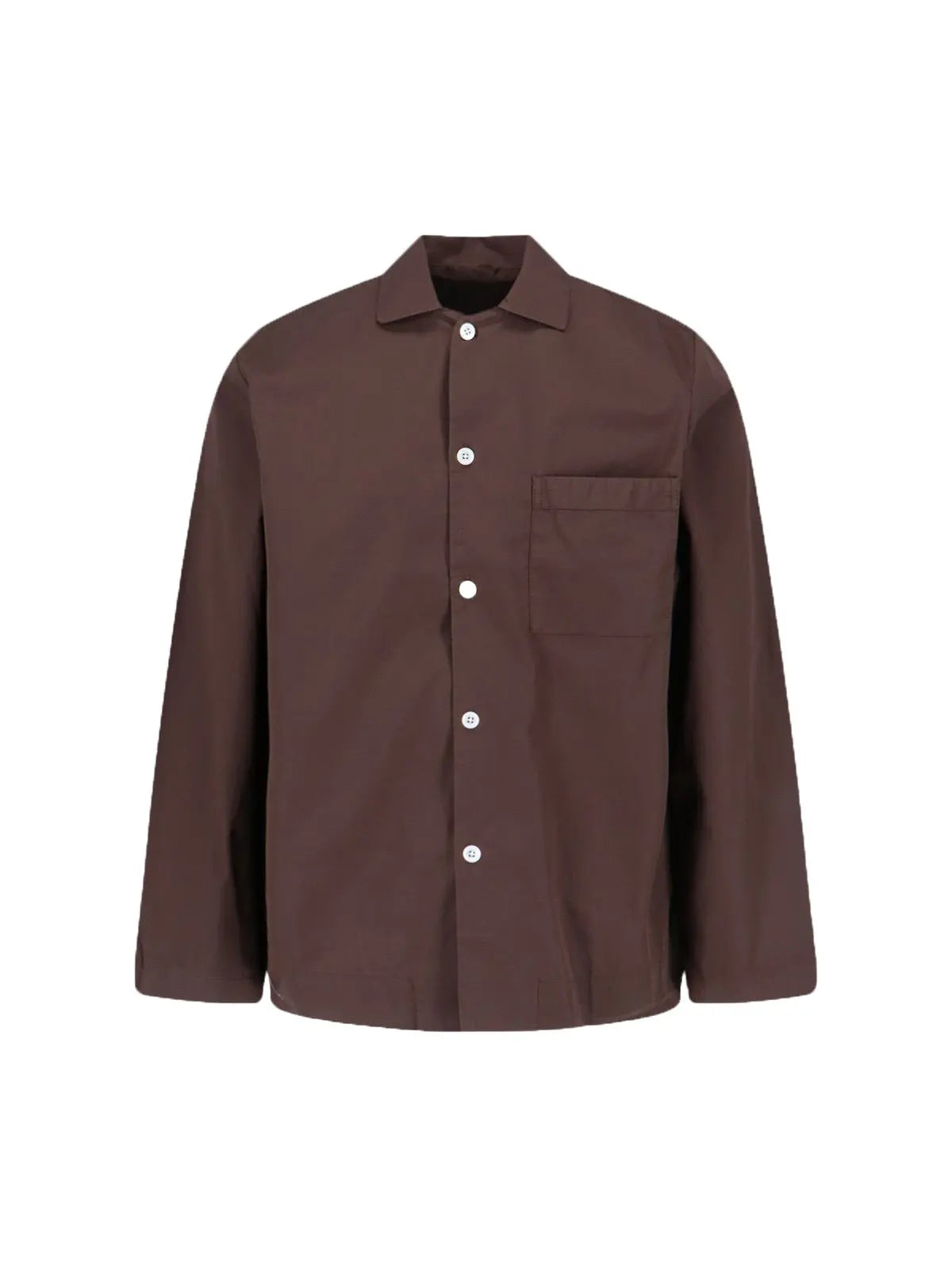 Long-sleeved Pyjama Shirt, Coffee TEKLA